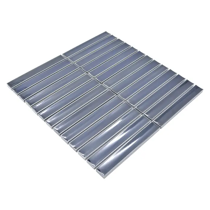 Mosaikfliese Stäbchen CG CS 36 - 29,6 x 29,9 cm, Schwarz, Glänzend - Diagonale Ansicht