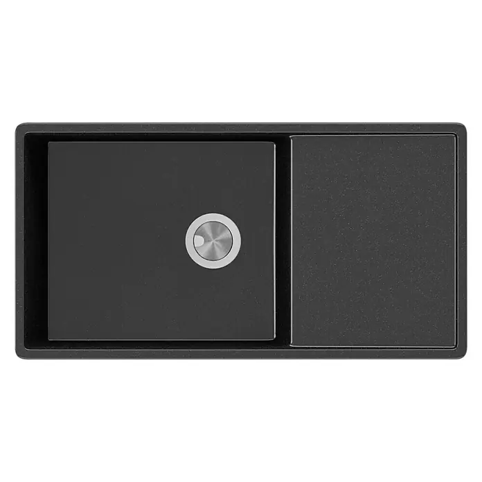 Atron Fregadero encastrable Dual - 44,5 x 85 cm, Acrílico, Negro, Mate - Vista descendente