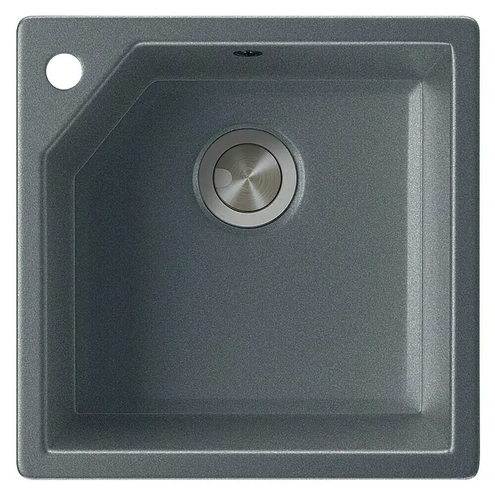 Atron Fregadero encastrable Gea - 47,5 x 47,5 cm, 1 cubeta, Acrílico, Gris, Brillante - Vista descendente