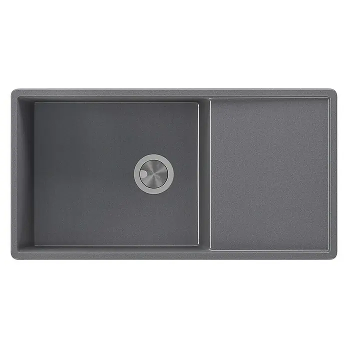 Atron Fregadero encastrable Dual - 44,5 x 85 cm, Acrílico, Gris, Mate - Vista descendente