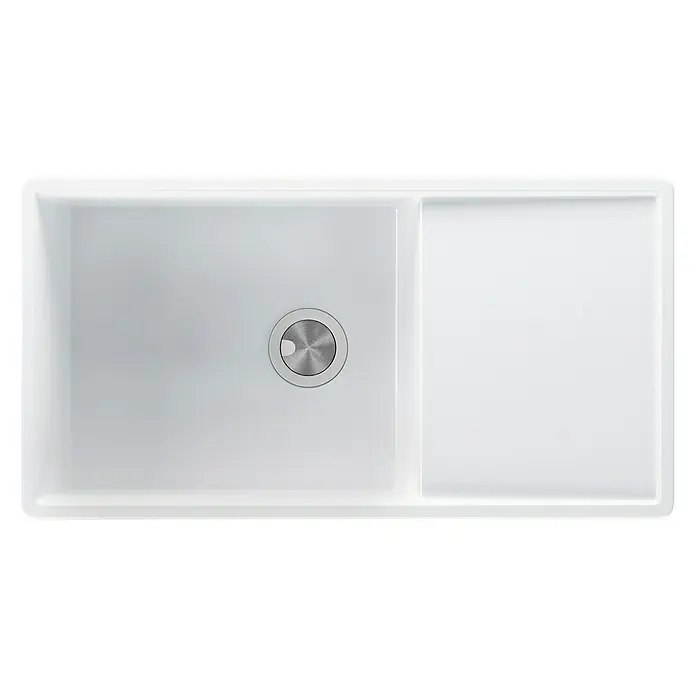 Atron Fregadero encastrable Dual - 44,5 x 85 cm, Acrílico, Blanco, Mate - Vista descendente