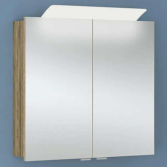 Camargue Orion LED-Spiegelschrank - B x H: 73 x 68 cm, Mit Beleuchtung, Spanplatte, Sanremo Rustico - Vorderansicht