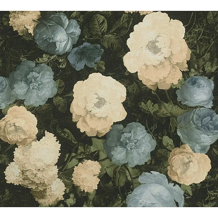 AS Creation History of Arts Vliestapete Blumen - Blau/Rosa, Floral, 10,05 x 0,53 m - Detailaufnahme