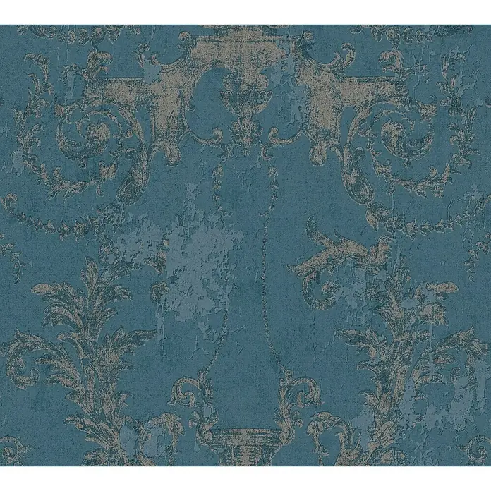 AS Creation History of Arts Vliestapete Barockornament - Blau, Ornament, 10,05 x 0,53 m - Detailaufnahme