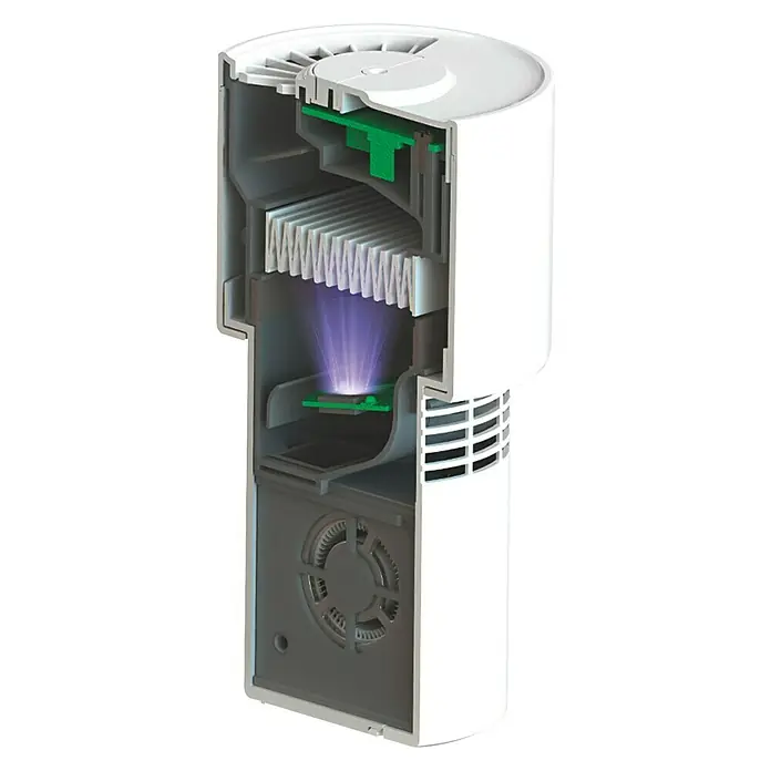 Ledvance Luftreiniger Violeds - Weiß, Ø x H: 8,5 x 16,4 cm, USB-Anschluss - Diagonale Ansicht