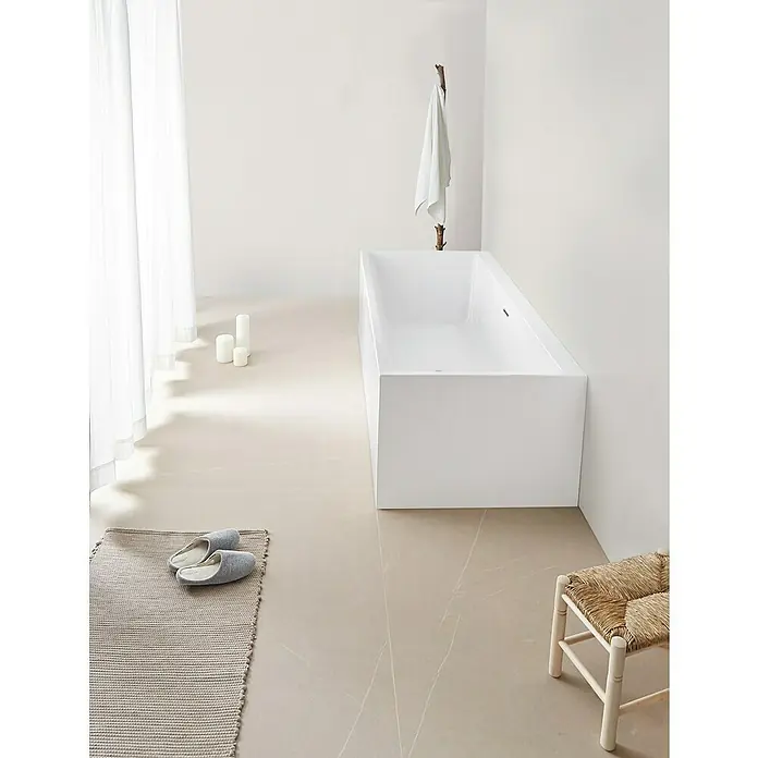 Bañera independiente Torino Cube - L x An: 180 x 80 cm, Acrílico sanitario, Blanco - Foto ambiente