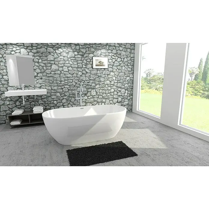 Bañera independiente Trento - L x An: 170 x 80 cm, Acrílico sanitario, Blanco - Foto ambiente