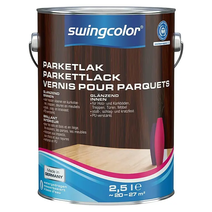 swingcolor Parketlak - Kleurloos, 2,5 l, Glanzend - Vooraanzicht