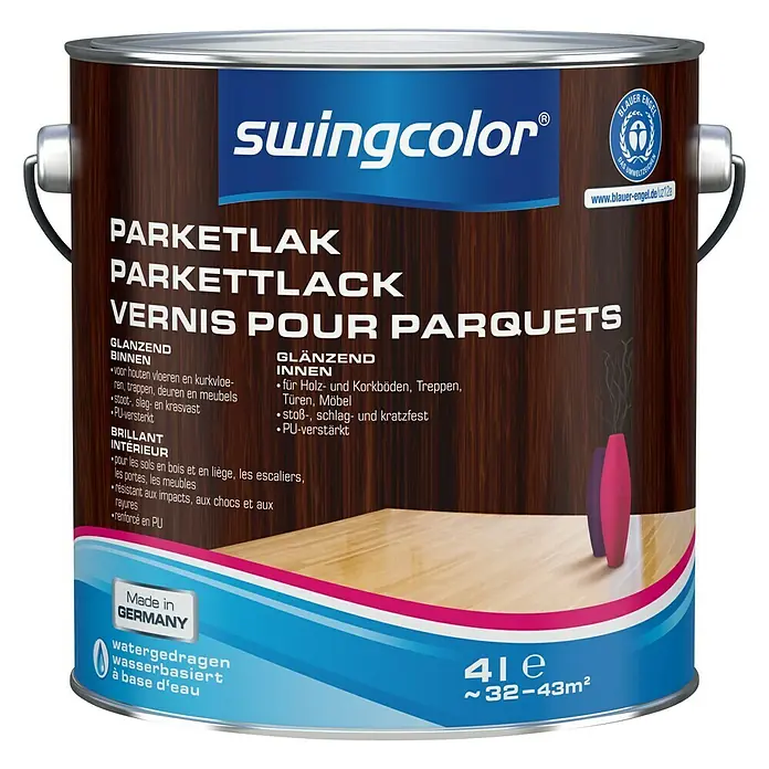 swingcolor Parketlak - Kleurloos, 4 l, Glanzend - Vooraanzicht
