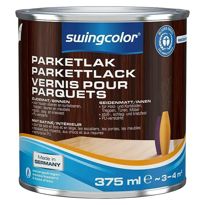 swingcolor Parketlak - Kleurloos, 375 ml, Zijdemat - Vooraanzicht