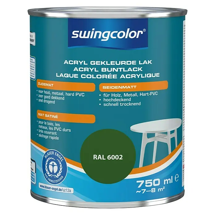 swingcolor Acryllak RAL 6002 Loofgroen - Loofgroen, 750 ml, Zijdemat - Vooraanzicht