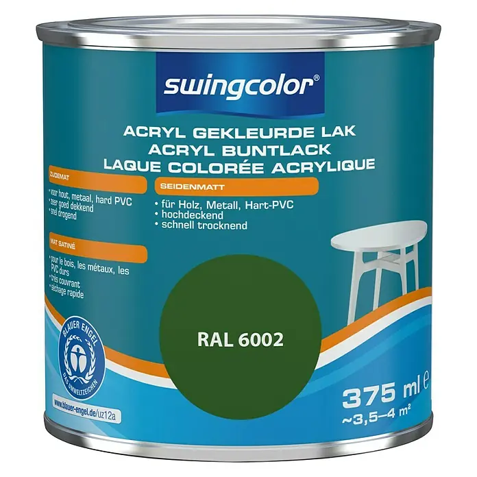 swingcolor Acryllak RAL 6002 Loofgroen - Loofgroen, 375 ml, Zijdemat - Vooraanzicht