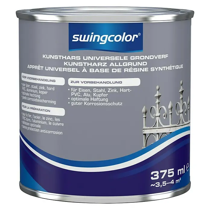 swingcolor Grondverf Universeel Kunsthars Wit - Wit, 375 ml, Zijdemat - Vooraanzicht