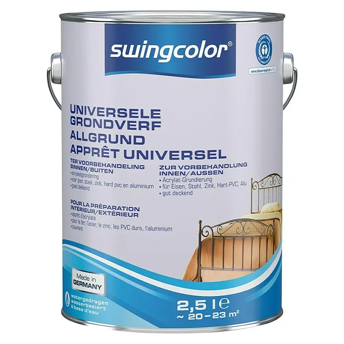 swingcolor Grondverf Universeel Acryl - Wit, 2,5 l, Mat - Vooraanzicht