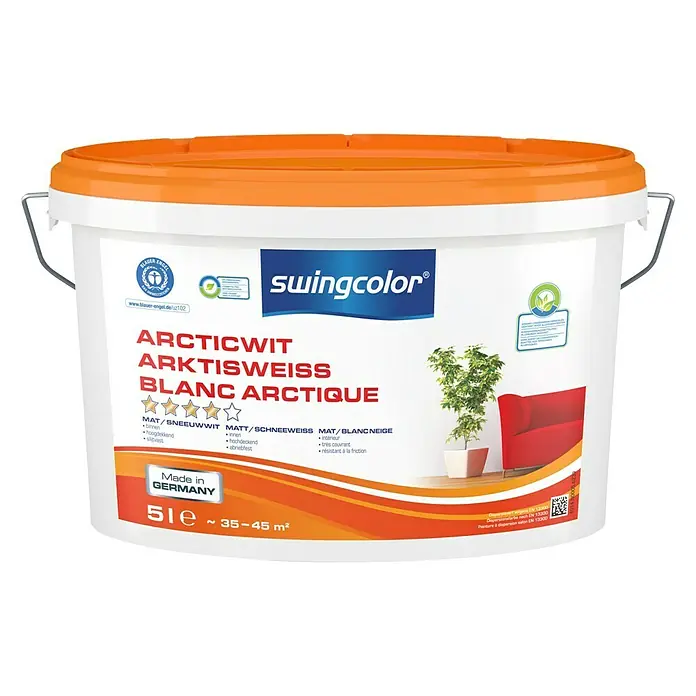 swingcolor Muurverf Sneeuwwit - Sneeuwwit, 5 l, Mat - Vooraanzicht