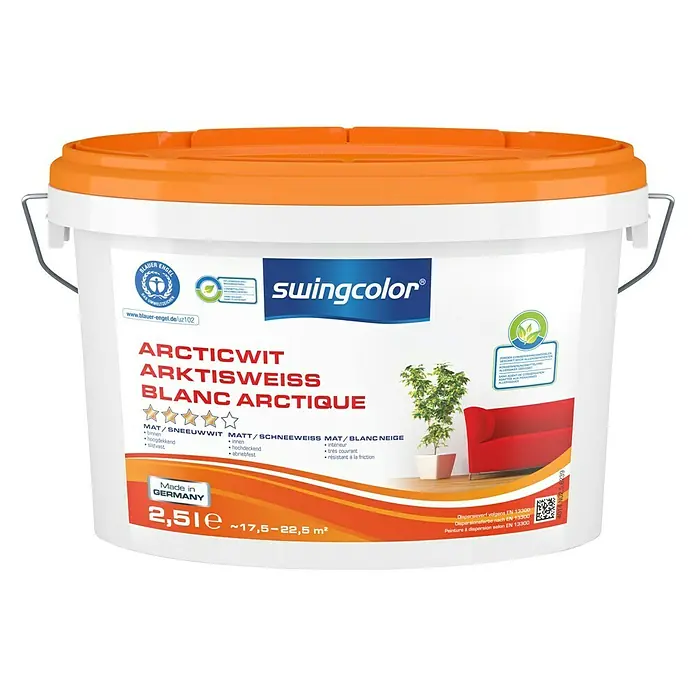 swingcolor Muurverf Sneeuwwit - Sneeuwwit, 2,5 l, Mat - Vooraanzicht