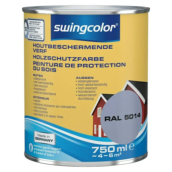 swingcolor Houtbeschermende verf Duifblauw - Duifblauw, 750 ml, Zijdeglans - Vooraanzicht