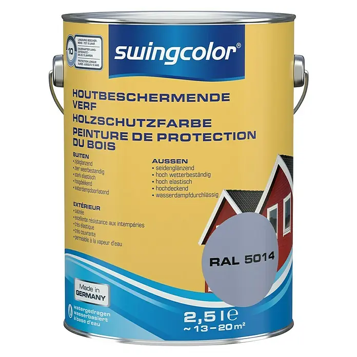 swingcolor Houtbeschermende verf Duifblauw - Duifblauw, 2,5 l, Zijdeglans - Vooraanzicht