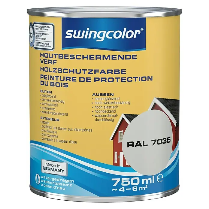 swingcolor Houtbeschermende verf Lichtgrijs - Lichtgrijs, 750 ml, Zijdeglans - Vooraanzicht