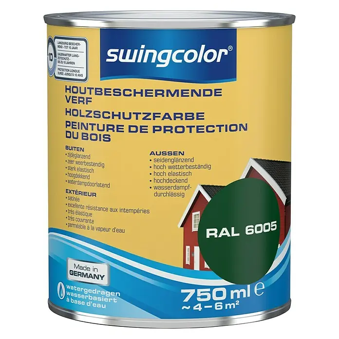 swingcolor Houtbeschermende verf Mosgroen - Mosgroen, 750 ml, Zijdeglans - Vooraanzicht