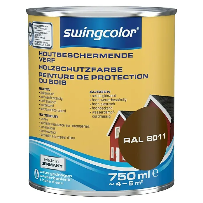 swingcolor Houtbeschermende verf Notenbruin - Notenbruin, 750 ml, Zijdeglans - Vooraanzicht