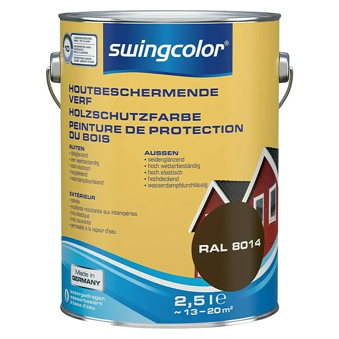 swingcolor Houtbeschermende verf Sepiabruin - Sepiabruin, 2,5 l, Zijdeglans - Vooraanzicht