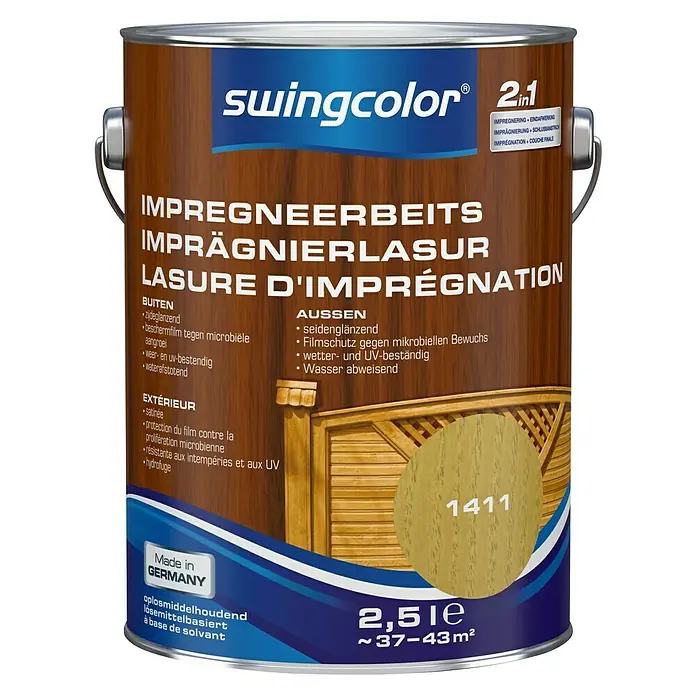 swingcolor Impregneerbeits 2 in 1 Grenen - Grenen, 2,5 l, Zijdeglans - Vooraanzicht
