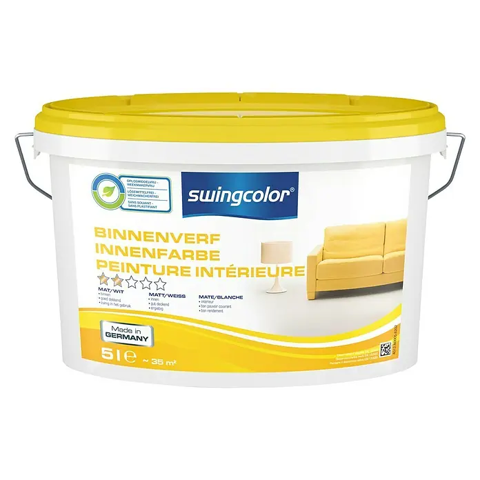 swingcolor Muurverf - Wit, 5 l, Mat - Vooraanzicht