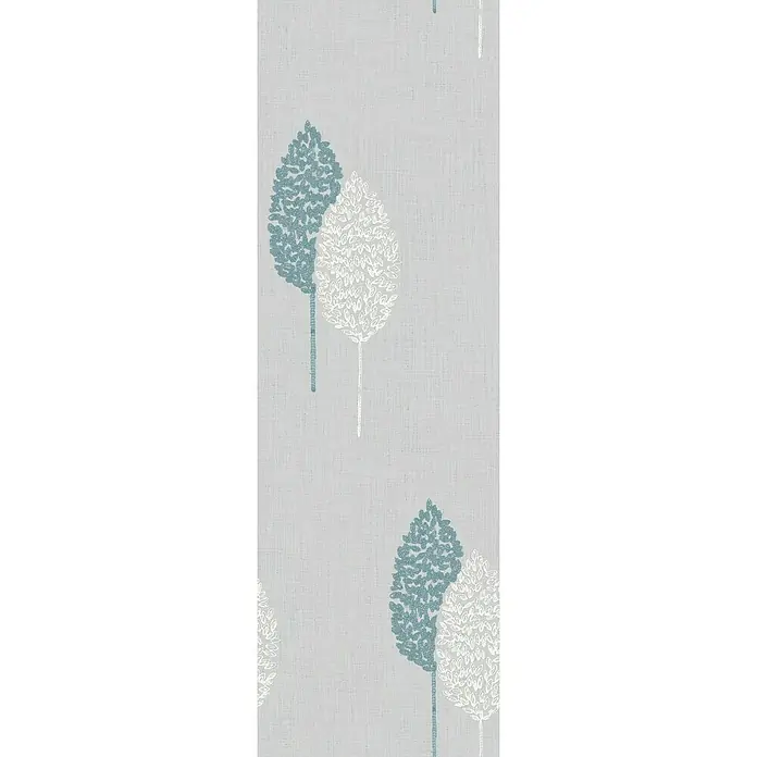 Visillo para ventana Hoja Bordada - An x Al: 140 x 250 cm, 100% poliéster, Blanco/Azul - Primer plano