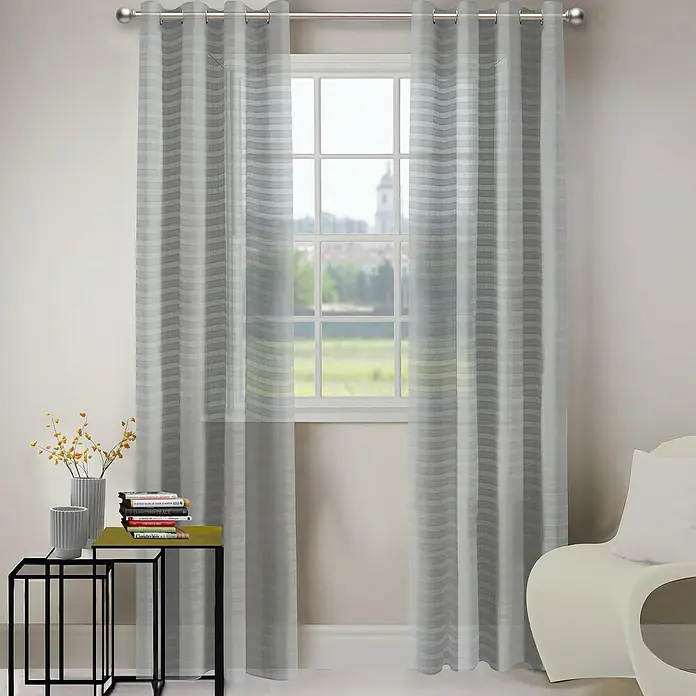 Visillo para ventana Honorine - 140 x 250 cm, 100% poliéster, Gris - Foto ambiente