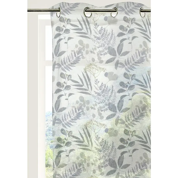 Visillo para ventana Phyto Estampado - An x Al: 140 x 250 cm, 100% poliéster, Gris - Primer plano