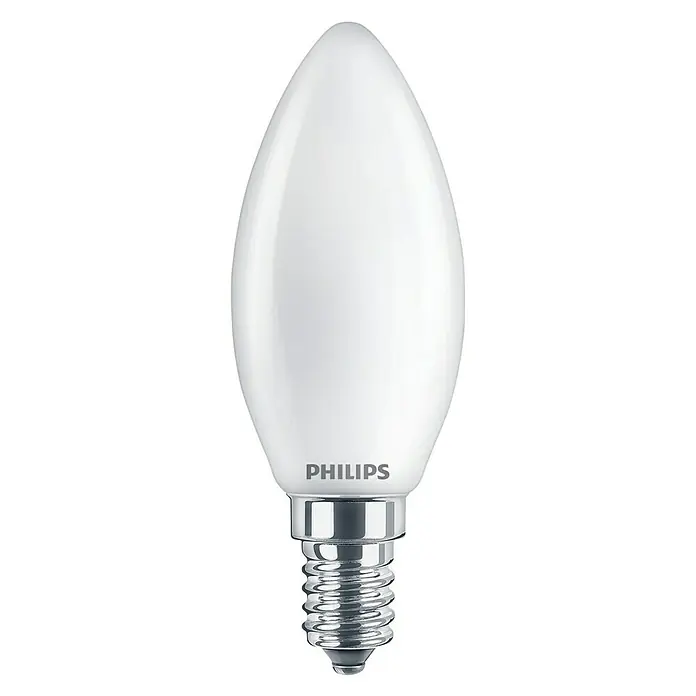 Philips Bombilla LED Vela y lustre Mate - E14, 60 W, B35, 806 lm - Vista frontal