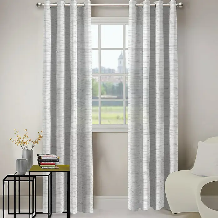 Visillo para ventana Guadix Rayas - An x Al: 140 x 250 cm, 100% poliéster, Gris - Foto ambiente