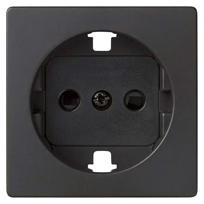 Simon 82 Tapa para mecanismo Concept enchufe - Negro, Mate, Plástico, IP20, Montaje en la pared - Vista frontal