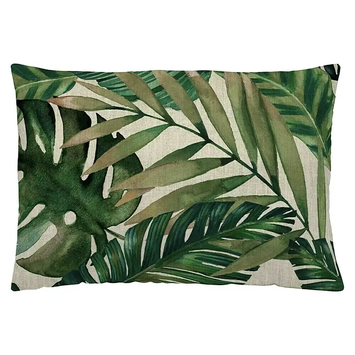 Cojín Hojas Trópico - Verde, 30 x 50 cm, 100% algodón - Vista frontal