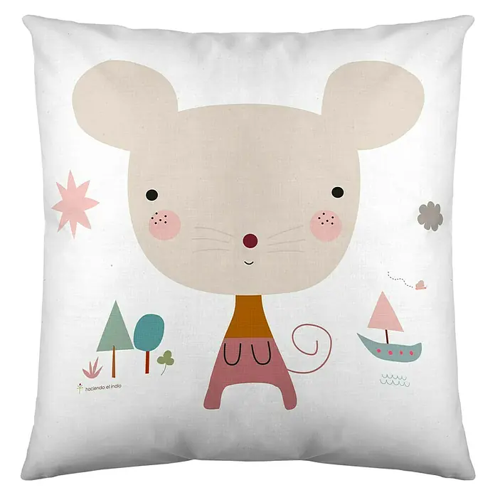 Cojín Susanita Rosa - Multicolor, 40 x 40 cm, 100% algodón - Vista frontal