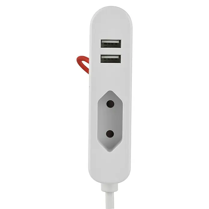 Verlängerungskabel mit USB - Weiß, 1,4 m, H03VVH2-F2x0,75, Max. Anschlussleistung: 575 W - Vorderansicht