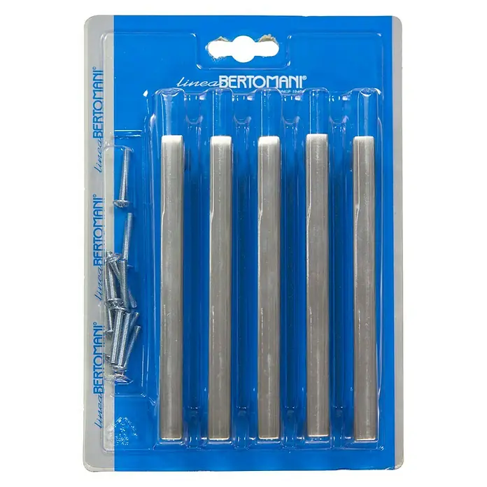 Set de tiradores para muebles Cuadrado - Largo: 128 mm, Acero inoxidable - Vista frontal
