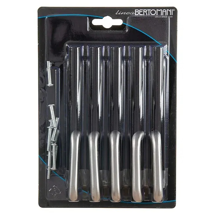 Set de tiradores para muebles Redondeado - Largo: 64 mm, Acero inoxidable - Vista frontal