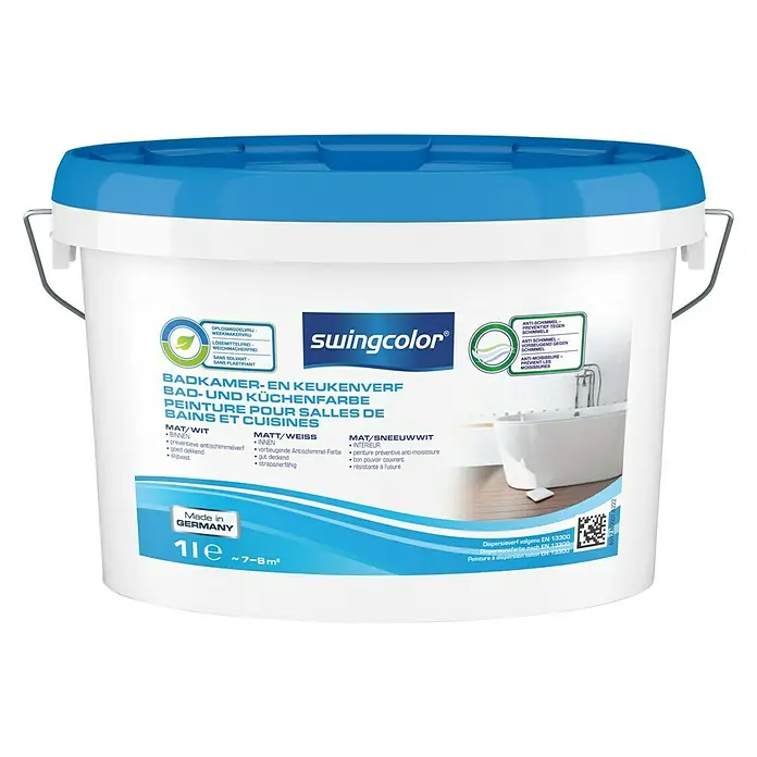swingcolor Badkamer- en keukenverf Mat Wit - Wit, 1 l, Mat - Vooraanzicht