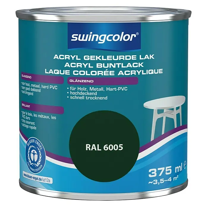 swingcolor Acryllak RAL 6005 Mosgroen - Mosgroen, 375 ml, Glanzend - Vooraanzicht