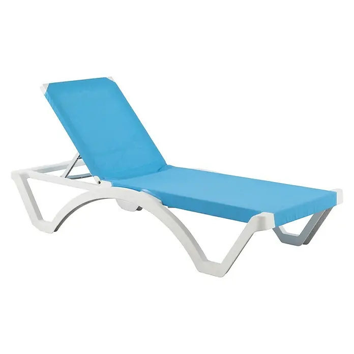 Tumbona Mykonos - Azul, Respaldo ajustable - Vista angular