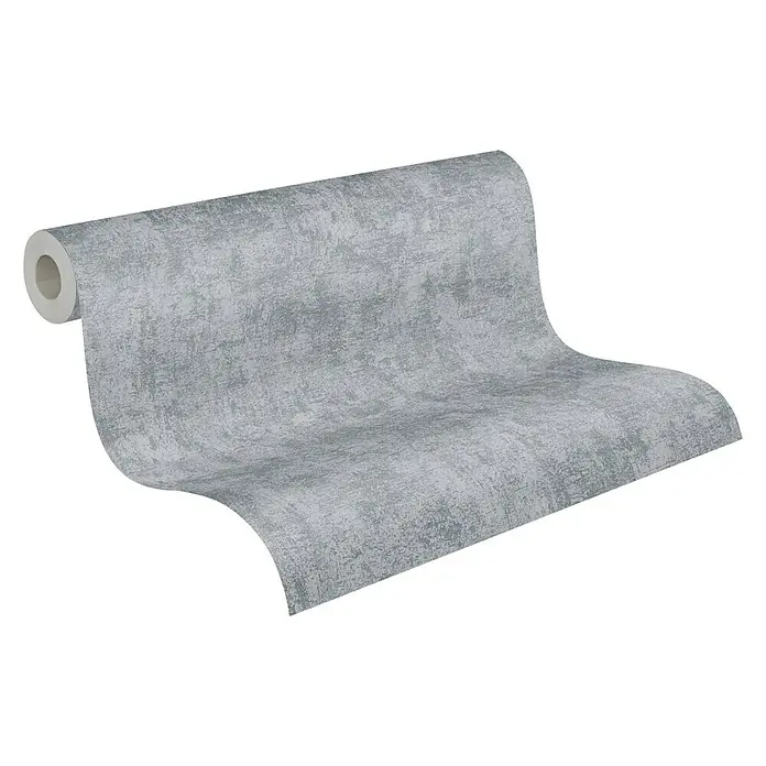 AS Creation Blooming Vliestapete Betonoptik - Grau, Uni, 10,05 x 0,53 m - Diagonale Ansicht