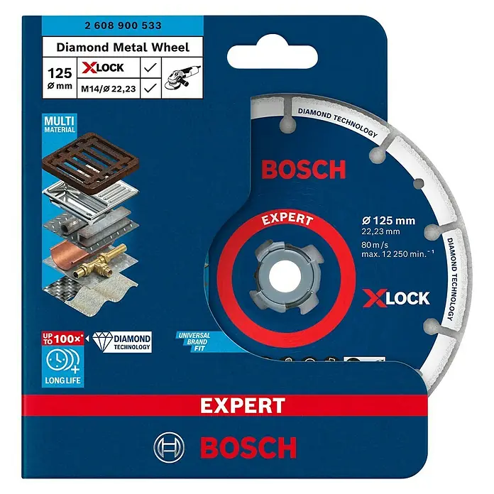 Bosch Professional X-Lock Diamant-Trennscheibe Diamond Metal Wheel X-Lock - 125 mm, Geeignet für: Metall - Vorderansicht