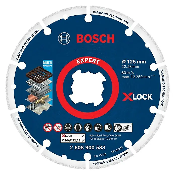 Bosch Professional X-Lock Diamant-Trennscheibe Diamond Metal Wheel X-Lock - 125 mm, Geeignet für: Metall - Ansicht von oben