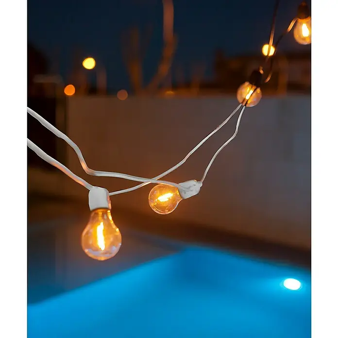 New Garden Guirnalda luminosa solar Allegra blanco - IP44, Largo: 8 m - Foto ambiente