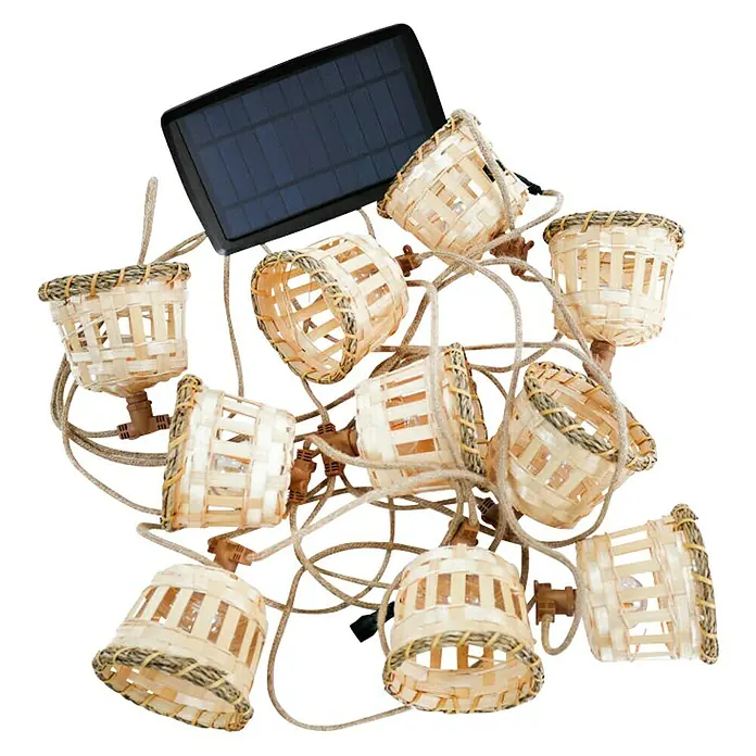 New Garden Solar-Lichterkette Aurora - Länge: 8 m, IP44, Rattan - Ansicht von oben
