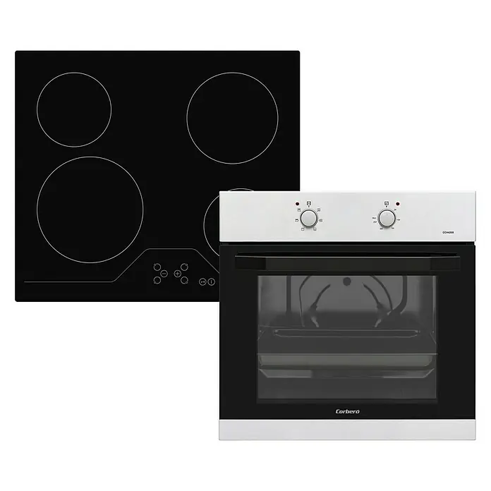 Corberó Set de horno empotrado CCHEV602X - Horno: 6 tipos de calentamiento, Zona de cocción: 4 zonas de cocción, Negro - Vista frontal