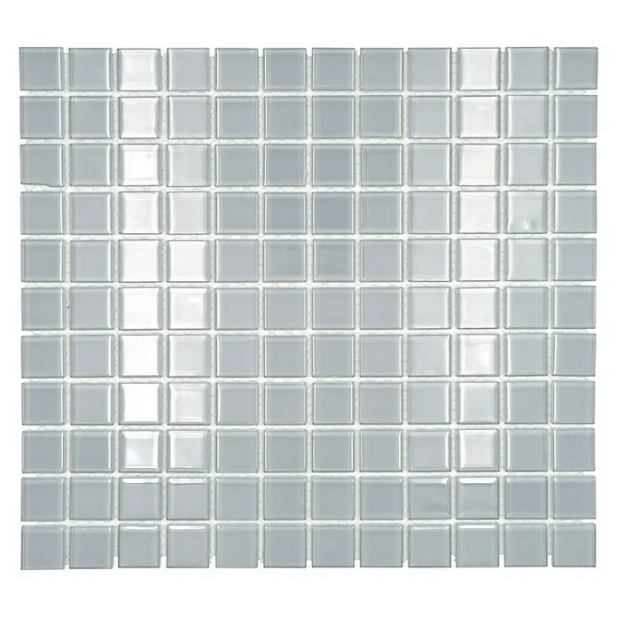 Mozaïektegel vierkant glas Uni CM 4021 - 32,7 x 30,2 cm, Lichtgrijs, Glanzend - Bovenaanzicht