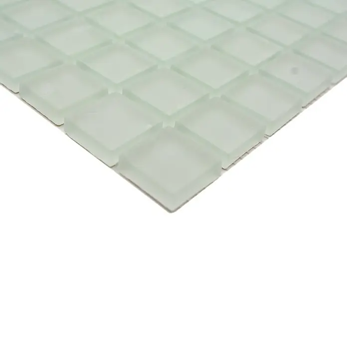 Mozaïektegel vierkant glas Uni XCM 8045 - 32,7 x 30,2 cm, Wit, Mat - Close-up